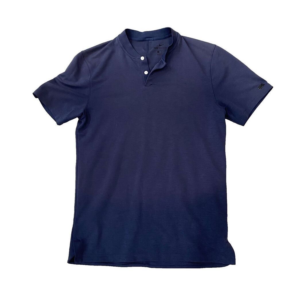 Nike Tiger Woods Shirt Men's Size Small Navy Blue AeroReact Collar Irish Golf
